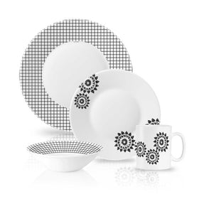 Luminarc Carine Black and White Dinnerware Set 30 Pieces for 6 Persons